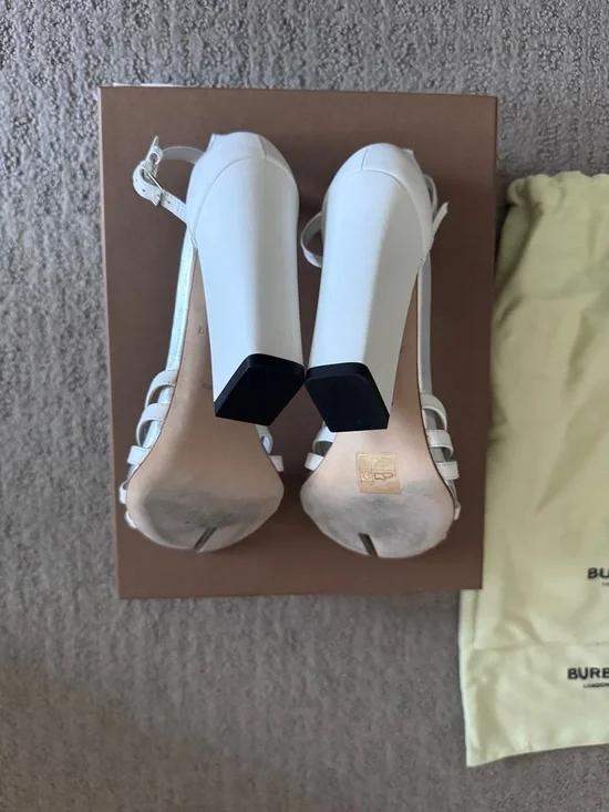 Burberry White Split-Toe Ankle-Strap High Heels - Picture 7 of 8